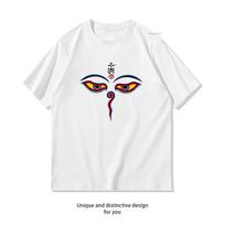 Wisdom Eyes of Buddha Bodhnath Temple Eyes TShirt WoUnisex Unisex Casual Cotton Printed T Shirts Creative Streetwear Camisetas Tops S white