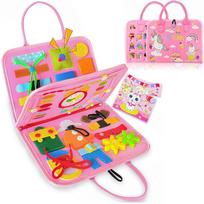 Toddler Busy Board Activity Baby Sensory Montessori Toys With Buckles Educational Travel Toys For Learning Fine Motor Skills rožinė
