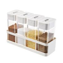Spice Jars Set Plastic Seasoning Storage Box Set With Lid Transparent Barbecue Storage Containers Spice Racks Kitchen Supplies A