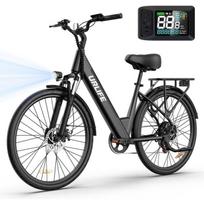 URLIFE E26 26“ Electric Bicycle - 350W Motor 48V 10.4Ah Battery - Max Range 100km - Shimano 7-speed - Disc Brakes, Black