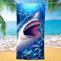 Bonsai Tree Shark Beach Towel,Cool Ocean Fishes Microfiber Bath Towel, Blue Sea Sand Free Quick Dry Travel Towels for Mens Women 130x80cm blue