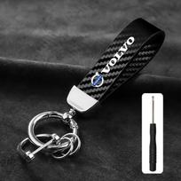Car Carbon Fiber Style Keychain Microfiber Leather Key Chain For Volvo Xc60 Xc90 V40 V60 S60 V50 V90 S80 C40 XC40 V70 Rdesign KI6 sidabras