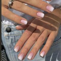 Spice Girl Style Square Wearable Nails European American Simple Fashion Powder White Gradient Press On Nail Patches For Women jelly glue and small rubbing strips gray