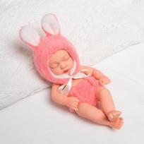 19 cm Mini Reborn Doll Simuliacija Viso kūno minkštos gumos emalio lėlė Miela žaislinė lėlė rožinė