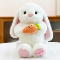Mielas morkos zuikio pliušinis žaislas Animacinis minkštas mielas ilgaausis zuikio lėlė 8 colių Gaudymo lėlė Lėlė 25cm0.2kg beige