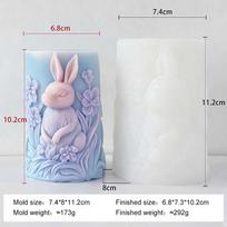 3D Relief Cylinder Easter Bunny Silicone Candle Mold Handmade Aroma Plaster Resin Decoration Mould Candle Making Supplies gray