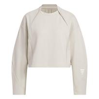 adidas Women's Wonder Clay Loose Crew Neck Cropped Long Sleeve Sweatshirt JM4276 M white