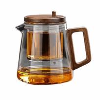 Kūrybingas stiklinis arbatinukas su arbatos atskyrimu, karščiui atsparus, didelės talpos, su sieteliu 650ML, skaidrus gray