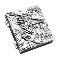 7-in-1 Rotating Dice Box Vintage Magic Spell Book with Dragon Relief Dice sidabras