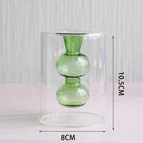 Minimalism Double-layer Flower Vase Creative Aromatherapy Diffuser Bottle  Gift Green Two Balls beige