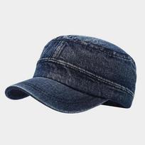 Demin Baseball Hat Flat Top Cadet Cap Fashion Peaked Cap  Streetwear Style 1 gray