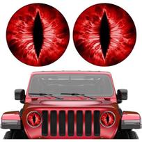 3D Beast Eyes Headlight Stickers for Jeep - Fun Universal Car Decals raudona