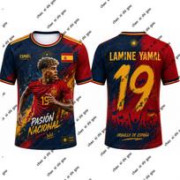 Ispanija Lamine Yamal 19 Čempiono Trofėjaus Tema Trumpomis Rankovėmis Futbolo Marškinėliai Jaunesniems Vaikams Švelnus Kasdienis Kvėpuojantis Motociklininko Marškinėlis S black