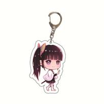 Demon Slayer Anime Acrylic Key Ring Nezuko Kamado Tanjiro Agatsuma Zenitsu Student Bag Pendant Pendant Accessory Merchandise 55mm black