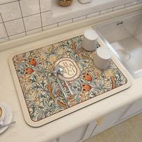 Klasikinis indų džiovinimo kilimėlis Sugeriantis purvą Greitai džiūstantis Karščiui atsparus Neslystantis indų padėkliukas Indų džiovinimo kilimėlis Padėkliukas Kavos padėkliukas 30*40cm gray