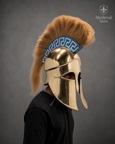 Greek Spartan Warrior Helmet Wearable Costume for Cosplay LARP Roleplay beige