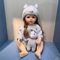 NPK 55 cm Baby Doll Reborn Girl megzta megztinė kepurė, suknelė vonios žaislas Minkštas viso kūno silikoninis vonios lėlė white