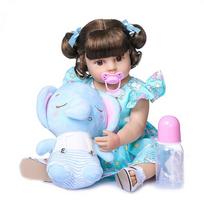 NPK 55 cm Reborn Baby Toddler Girl Viso kūno silikono lėlės vonios žaislas gyvas, tikras minkštas prisilietimas black