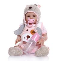 NPK 42 cm Bebe Doll Reborn Baby Doll mėlyna suknele Minkšto viso kūno minkšto silikono tikroviškas kūdikio vonios žaislas 42cm rožinė