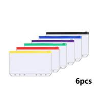 Binder Pockets A6 6-Hole Zipper Binder Pockets Water-Repellent Pvc Cash Budget Envelopes Loose Leaf Bag For Binder Notebook Planner white