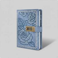 A6 Lock Journal Gift Box Diary Vintage Style Locked for Girls, Students, Personal žalsvai mėlyna