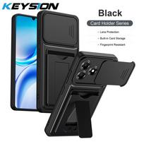 KEYSION Card Slot Holder Bag Phone Case for ZTE Blade A36 Slide Camera Protection Kickstand Shockproof Back Cover for Blade A36 for ZTE Blade A36 oranžinė