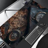XXL Vintage Steampunk Compass Design Mouse Pad Large Gaming Office Desk Mat Non-Slip Stitched Edges for Gamers and Home Office 30cmx60cm(11.8x23.6inch) gray
