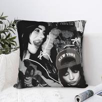 American Singer B-Billie E-Eilish Square Pillow Case Polyester Cushions For Sofa Casual Pillowcase 30X30CM gray