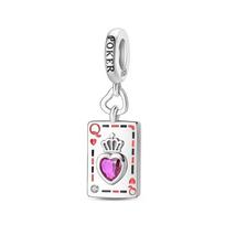 Copper Poker Card Pendant Beads Black Spade 10-A Royal Flush Red Heart 10-A Charm For Bracelet Woman Jewelry Gifts white