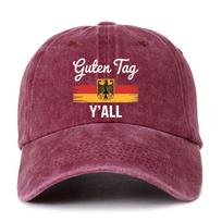Oktoberfest Guten Tag Y'all Flag of GerUnisexy Graphic Cap Women Unisex Vintage Fashion Washed Baseball Hat Streetwear Adjustable brown