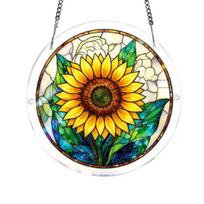 Acrylic Jigsaw Puzzle Suncatcher, Colorful Stained Glass Style Sun Catcher, DIY Puzzles Window Hanging Kit for Home, Garden Decoration E yellow