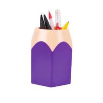 Pencil Make Up Shaped Holder Pot Brush Pen Office Stationery Storage Organizer violetinė