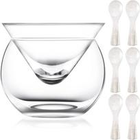 Clear Caviar Serving Plate with Spoon High Borosilicate Glass Heat Cold Resistant Caviar Serving Dish for Dinner Parties 1 white