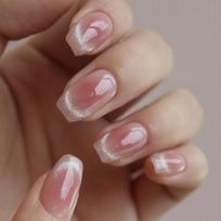 24Pcs Ballerina Gradient Press On Nails With Glue Glossy Solid Acrylic Full Cover Fake Nail Tips Manicure brown