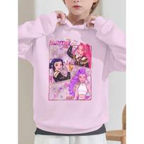 Autumn K-Pop Demon Hunters Pattern Printed Hoodies Fashionable Casual Sports Long Sleeved Children's Girl Hooded Sweatshirts 160 balta