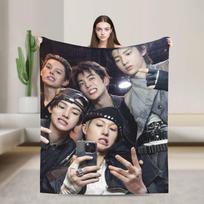 CORTIS Kpop minkštas pledas piknikui pliušinis metamas pledas grafinis sofos lovos flanelinis patalynės užvalkalas sofos lovos užvalkalas 30x40in gray
