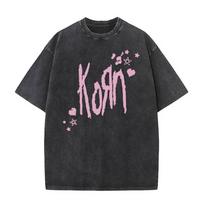 Skalbinėta Vintažinė Roko Grupės Korn Grafinio Spaudinio Marškinėliai Vyriški Metalo Muzikos Perdyrėti Marškinėliai Vyrams Moterims Kawaii Mielas Rožinis Marškinėlis S gray