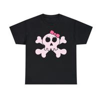 Cute Pink Skull And Bones Short Sleeve Graphic T-Shirt, Sizes S-5XL S white