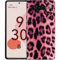 Prabangus dėklas telefonui Google Pixel 10 9 8 9A 8A 7 7A 6 Pro XL 6A 5G Juodas Minkštas Galinis Dangtelis TPU Rožinis Leopardų Rašto Pixel 8A pink