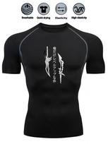 Mens Navy Blue Compression Short Sleeve T-Shirt Japanese Kanji Sword Graphic Quick Dry Breathable High Elasticity Gym Workout And MMA Athletic Top S black