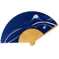 white intricately navy blue with a Mount Fuji Men's fan, bamboo, carved, scented, background, design. blue