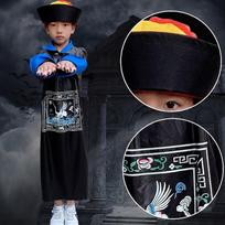 Helovino Kinų Zombių Kostiumas Čingų Dinastijos Vampyro Cosplay Chalatas Skrybėlės Rinkinys one size fits all gray