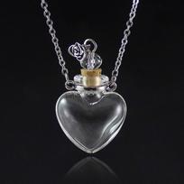 Transparent Essential Oil Diffuser Wishing Bottle Pendant Perfume Vial Necklace Memorial Jewellery 5 black