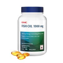 GNC Fish Oil 1000mg Omega-3 with 180mg EPA & 120mg DHA |For Heart, Brain, Joint & Vision Support | Ultra-Pure, & Enteric-Coated For No Fishy Aft