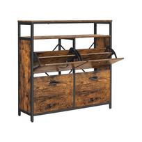 VASAGLE LBS803B01 Batų spintelė su 4 atvartais Batų lentyna Batų svirtis Batų komoda prieškambaryje 12-20 porų batams, 98,3 x 30 x 95 cm ruda