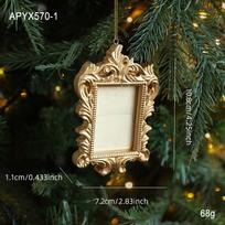Xmas Tree Pendant  Mini Photo Frame Baroque Photo Frame High-Quality Christmas Tree Decoration For Holiday Party Gift For brown