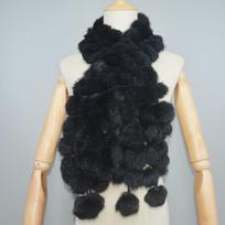 Women Winter Warm Real Rabbit Fur Scarf Hot Sale Natural Rabbit Fur Muffler 2026 Lady 100% Genuine Fur Scarves Wholesale Retail Length 125cm tamsiai pilka spalva