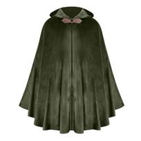 Helovino apsiaustas su gobtuvu skara Stiliaus dizaino Cape sagties dizainas Vienspalvis Viduramžių stiliaus ilgas chalatas Cosplay kostiumas armijos žalia spalva