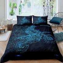 3D Motocross Rider Duvet Cover Set Microfiber Red Black Dirt Bike Extreme Sports Theme Motorcycle Pattern Bedding Set King Size 135x200cm gray