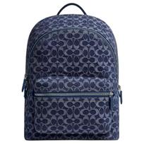COACH Charter Džinsinis su veršio odos kuprinė Didelė Vyriška Tamsiai Mėlyna Basic Set (Bag + Dustproof Bag) tamsiai mėlyna spalva